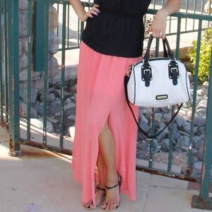 forever21 Apricot Peach Color Maxi Skirt with a slit on a side